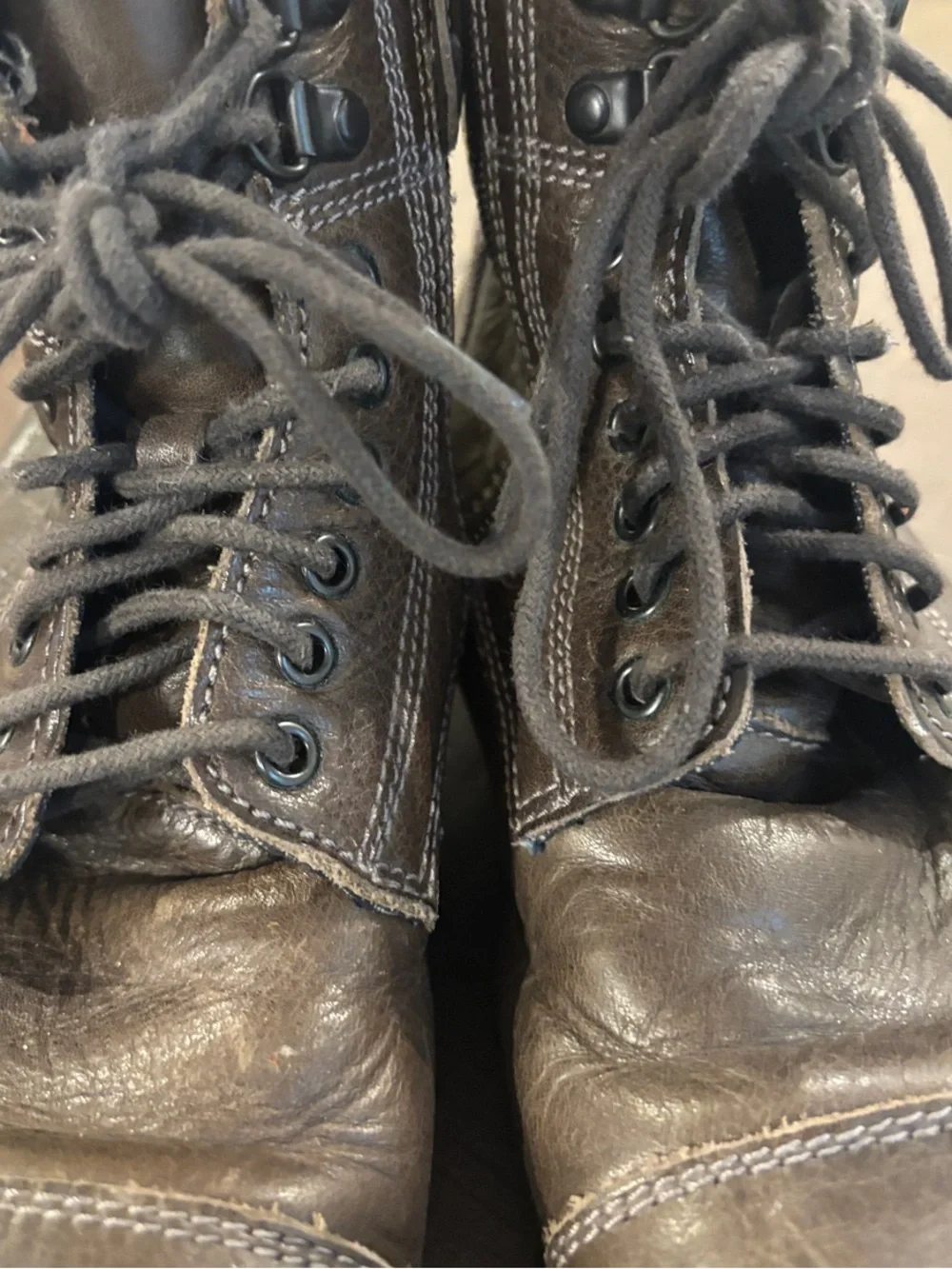 Aldo Dark Brown Leather Lace-Up Ankle Boots
